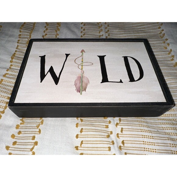 Wild with Arrow Decorative Boho Rustic Wooden Frame Wall Art - Picture 2 of 4